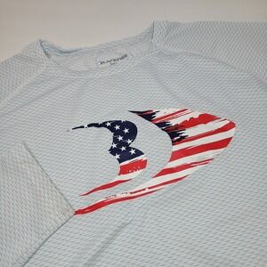 BLACKFISH Mens 2XL‎ Fish Scale Texture Shirt Long Sleeve Blue Patriotic